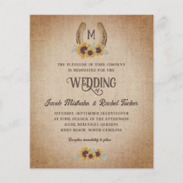 Rustic Western Sunflower Monograma de Casamento Co