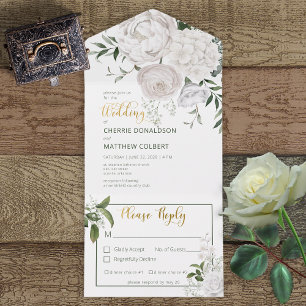 Rustic White Peonies Floral sobre Janto Branco