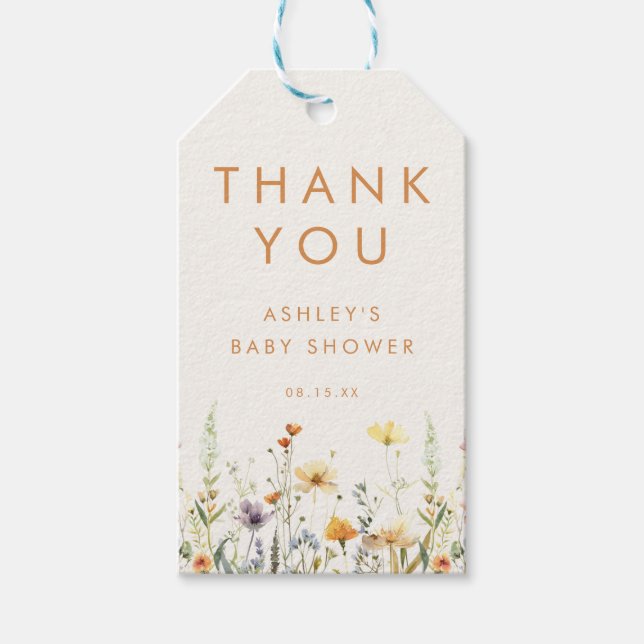 Rustic Wildflower Chá de fraldas Favorece Etiqueta (Frente)