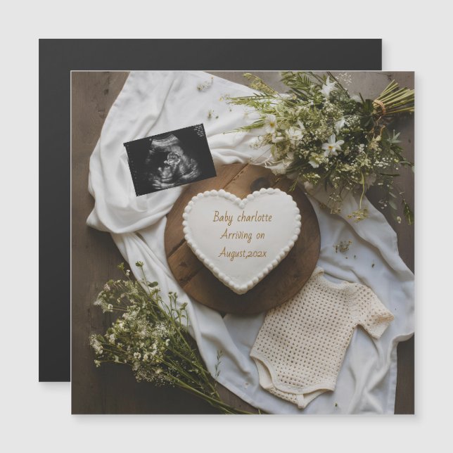 Rustic wildflower pregnancy announcement keepsake  (Frente/Verso)