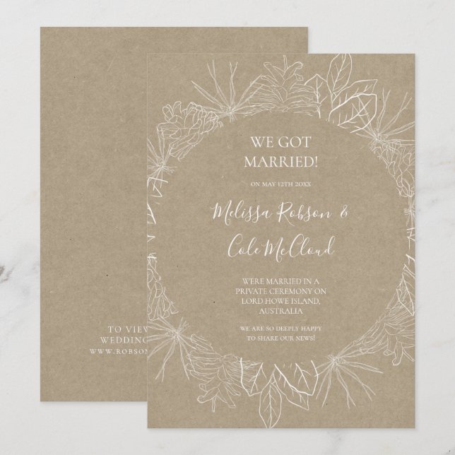 Rustic Winter | Anúncio de Elopemento Kraft (Frente/Verso)