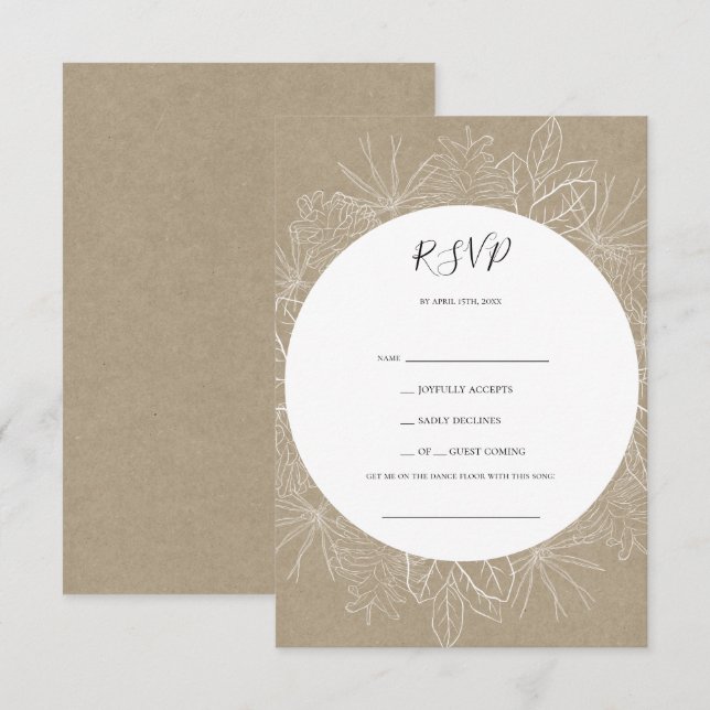 Rustic Winter | Cartão RSVP de Solicitação de Músi (Frente/Verso)