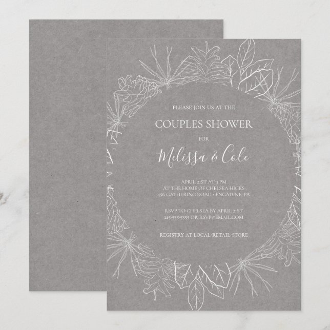 Rustic Winter | Convite para Chás de Casais de Cin (Frente/Verso)