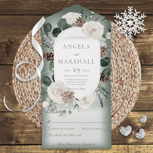 Rustic Winter Floral Green No Janta