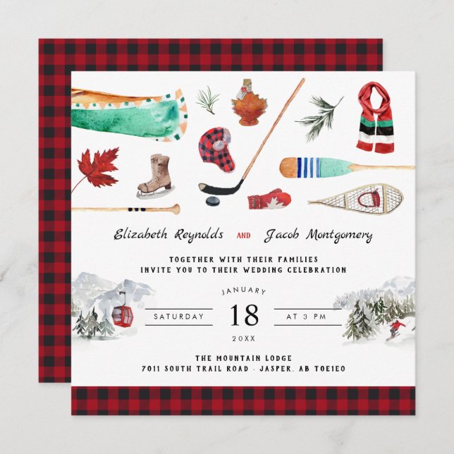 Rustic Winter Mountain | Convite Para Casamento De (Frente/Verso)