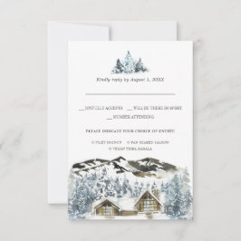 Rustic Winter Mountain RSVP w/Escolha da Refeição