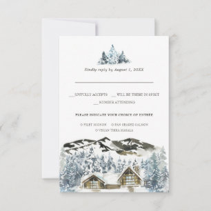 Rustic Winter Mountain RSVP w/Escolha da Refeição