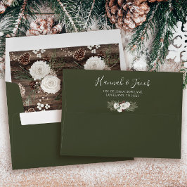 Rustic Winter Pine Sage Wedding Return Address