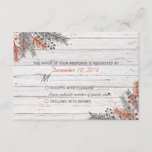 Rustic Winter Whitewash Wood Weding RSVP