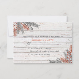 Rustic Winter Whitewash Wood Weding RSVP