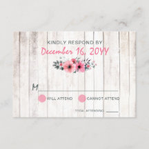 Rustic Wood Floral Rosa Country Weding RSVP