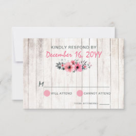 Rustic Wood Floral Rosa Country Weding RSVP