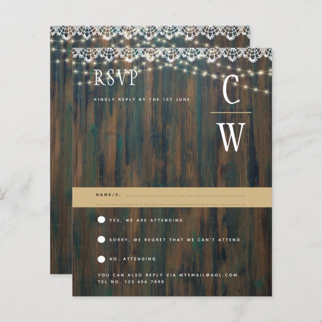 RUSTIC WOOD LIGHES LACE HWR RSVP (Frente/Verso)