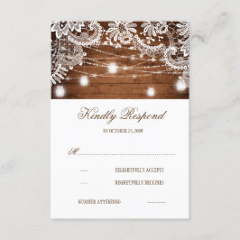 Rustic Wood Mason Jar Lights Lace Casamento RSVP