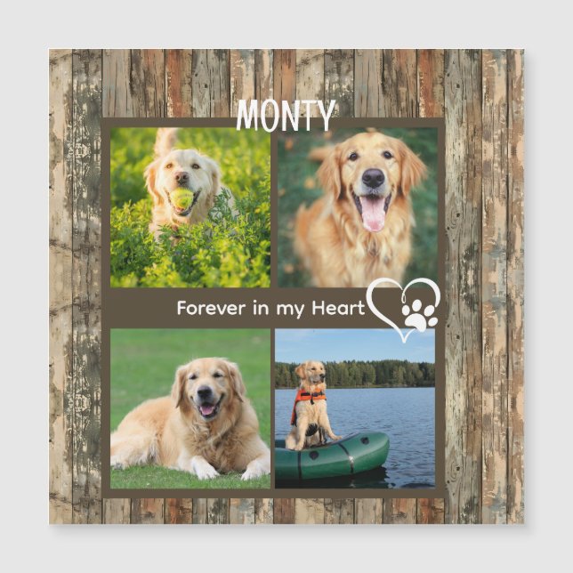 Rustic Wood Pet Keepsake Memorial Photo Collage  (Frente)