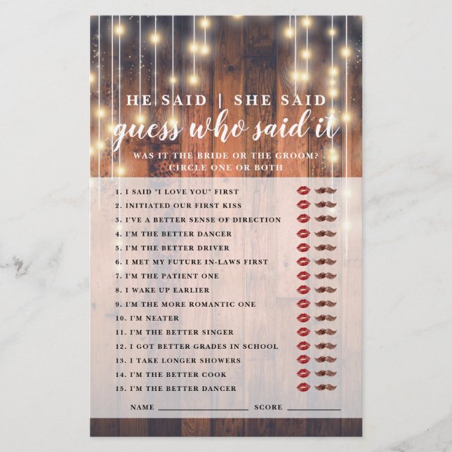 Rustic Wood que disse isso Jogos Chás de panela (Frente)