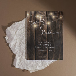 Rustic Wood String Luz Casamento Salve a Data