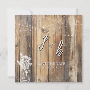 Rustic Wood String Luzes Mason Jar Salvem as Datas