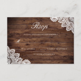 Rustic Wood Vintage Lace Weding RSVP