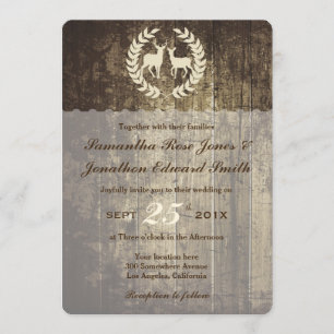 Rustic Woodland Buck and Deer Convite de casamento