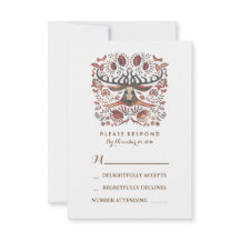 Rustic Woodland Deer Antlers - Cartão RSVP de Casa