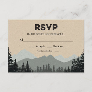 Rustic Woodland Pine Tree Weding RSVP
