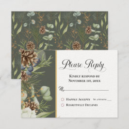 Rustic Woodland Pinecones em Verde Por Favor Respo