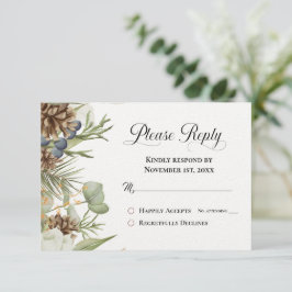 Rustic Woodland Pinecones Por Favor Responda RSVP