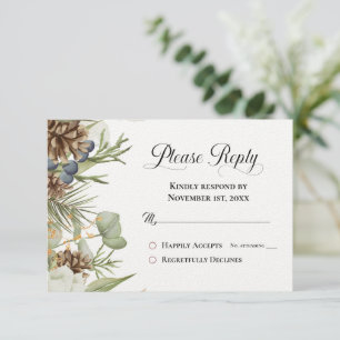 Rustic Woodland Pinecones Por Favor Responda RSVP
