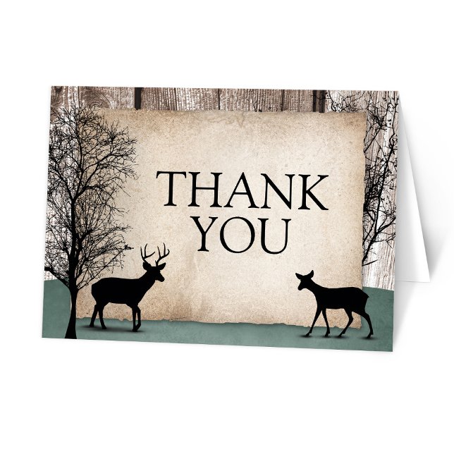 Rustic Woodsy Veer Obrigado Cartões (Rustic Woodsy Deer Thank You Cards from Artistically Invited on Zazzle.)