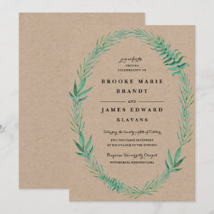 Rustic Wreath Greenery Convite para Casamento