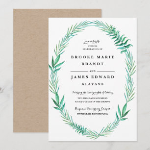Rustic Wreath Greenery Convite para Casamento