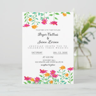 Rustic Zinnia Flowers Convite De Casamento