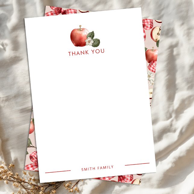 Rústica Apple Obrigado Cartão de Nota Simples com  (Apple themed personalized thank you card)