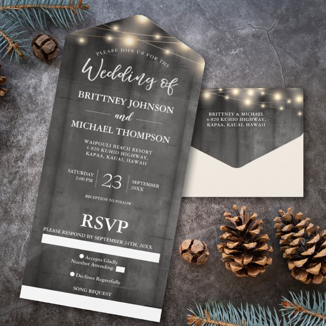 Rústica Black Wood String Light Weding Song (Criador carregado)