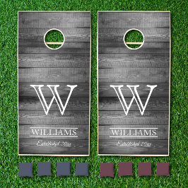 Rústica Cinza Madeira País Nome da Família Monogra