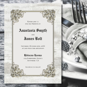 Rústica Madeira Esculpida Convite De Casamento De