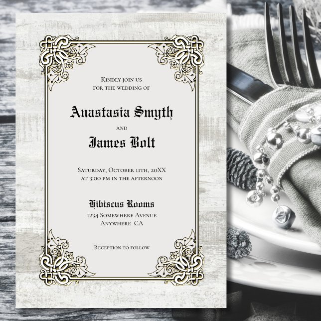 Rústica Madeira Esculpida Convite De Casamento De  (Criador carregado)