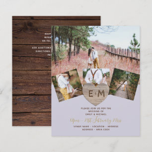 Rústica Madeira Gravada Coração FOTO COLLAGE Convi