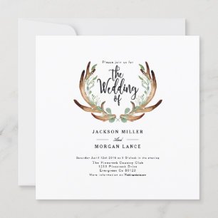Rústico Antler e Vine Convite de casamento de á