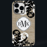 Rústico Burlap, Olho e Monograma Floreado<br><div class="desc">© 2014 Designs socialitas. Nossa burlap rustic e nosso design móvel florescente tem um cartaz para seu monograma, suas iniciais ou nome.</div>