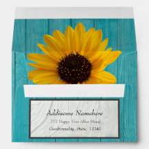 Rústico Casamento de Girassol Teal em Madeira de C