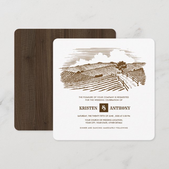 Rústico | FAZENDA | Convites Para Casamento De Mad (Frente/Verso)