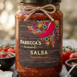 Rústico Floral Etiqueta de Salsa Personalizada Ca