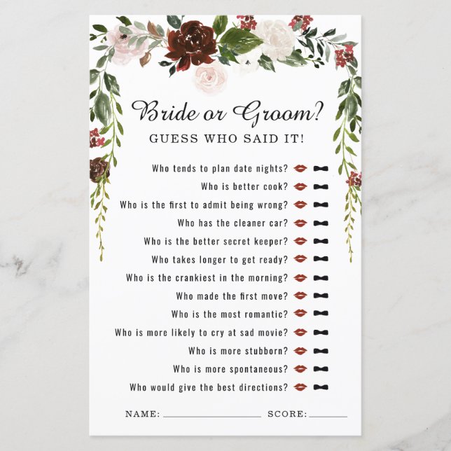 Rústico Floral | Jogo para Chá de Panela Boêmio Bo (Frente)