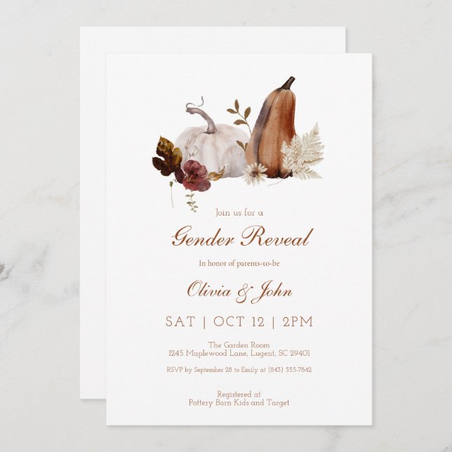 Rústico Gênero da Abóbora Convite à Apresentação d (Frente/Verso)