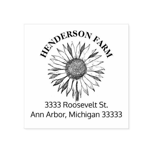 Rústico Girassol Nome comercial Borracha Carimbo (Impressão)