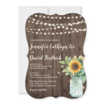 Rústico Sunflower String Luzes Convite de casament