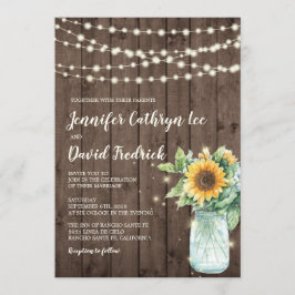 Rústico Sunflower String Luzes Convite de casament