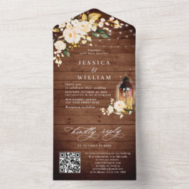 Rústico Wood Blush Rosas Código QR de Casamento